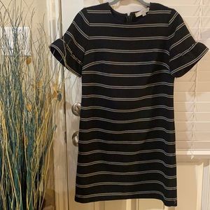 Ann Taylor Loft Black Striped career Dress size 2